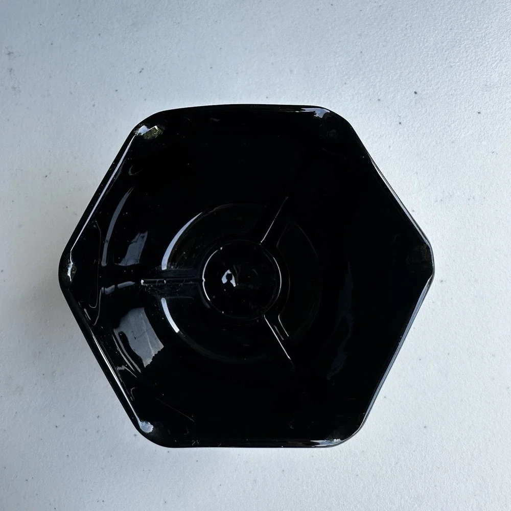 Vintage 1980s Tiara Indiana Glass Candle Holder Vase Black Cameo Diamond Point